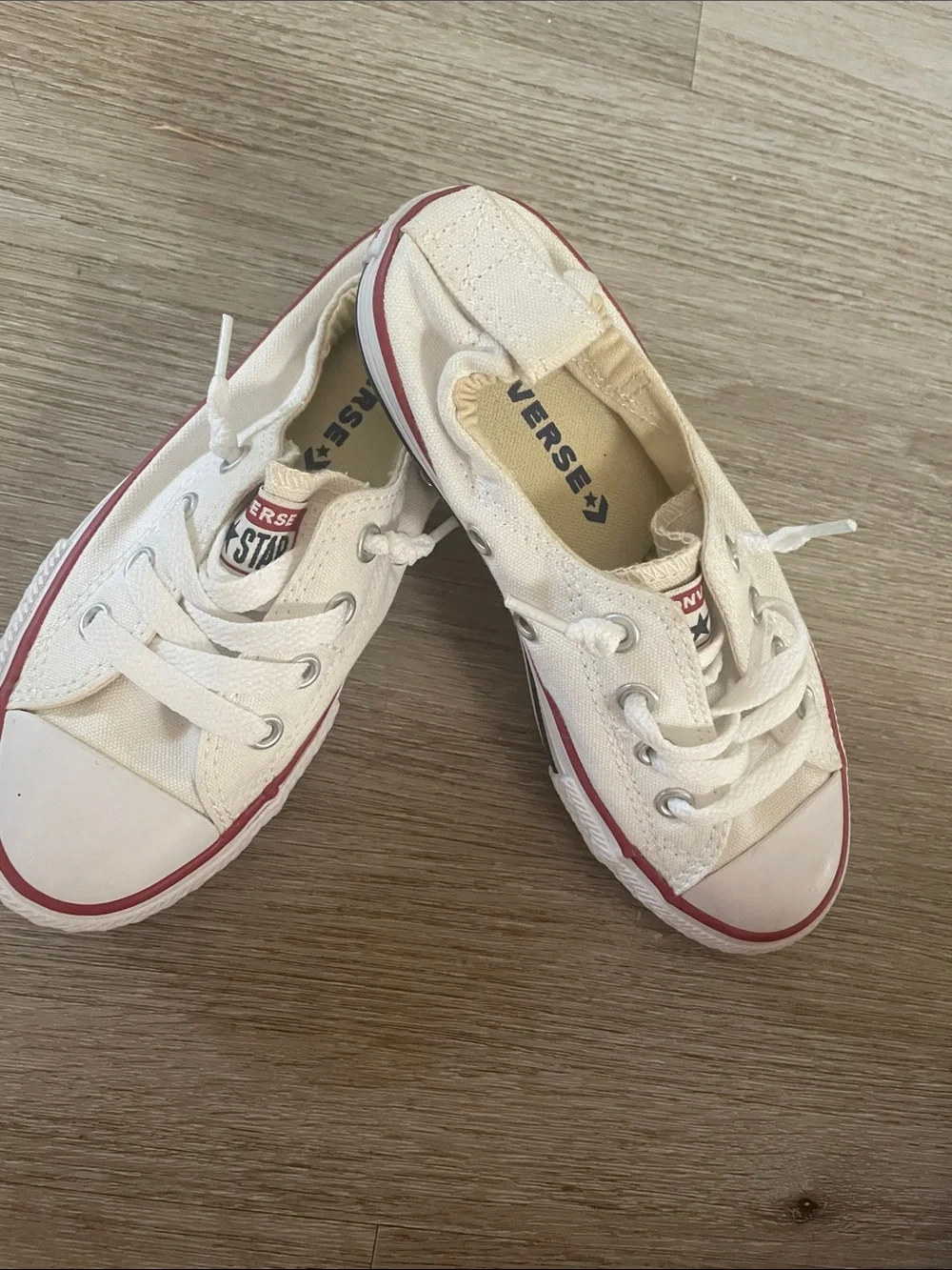 Converse Kids White Canvas Low-Top Sneakers with Red Trim